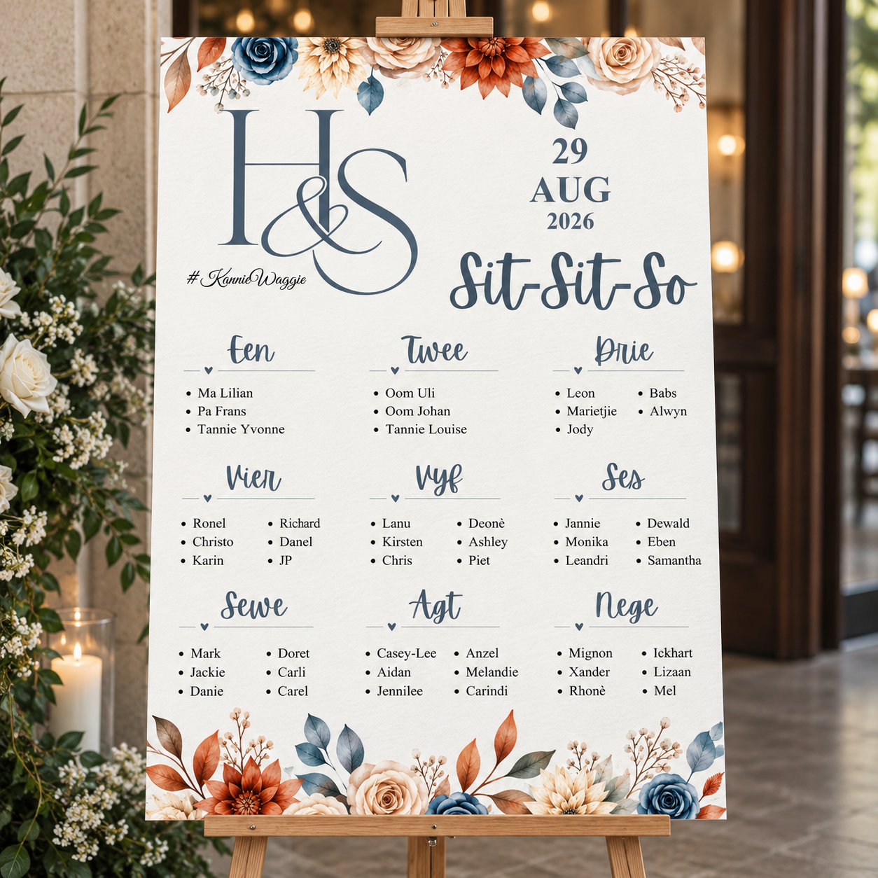 A1 wedding seating chart